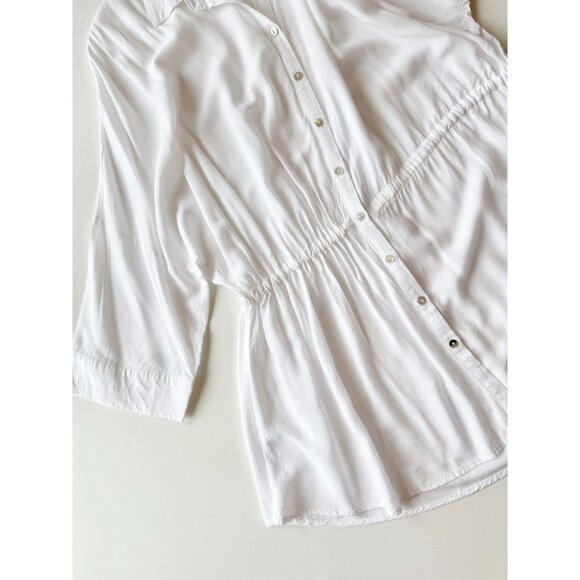 L*SPACE Pacifica White Rayon Button Up Shirt Dress Tunic Cover-Up, Size XS/S - Picture 9 of 14